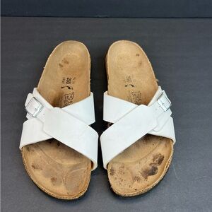 Birkenstock Birki’s Santosa White Crisscross Leather Sandals US 9